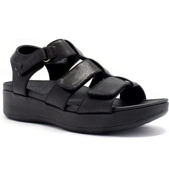 VIONIC Women's Tami Platform Wedge Sandals Metallic Black Size 8 Wide - Picture 1 of 2